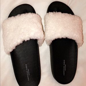 american eagle outfitters furry slides